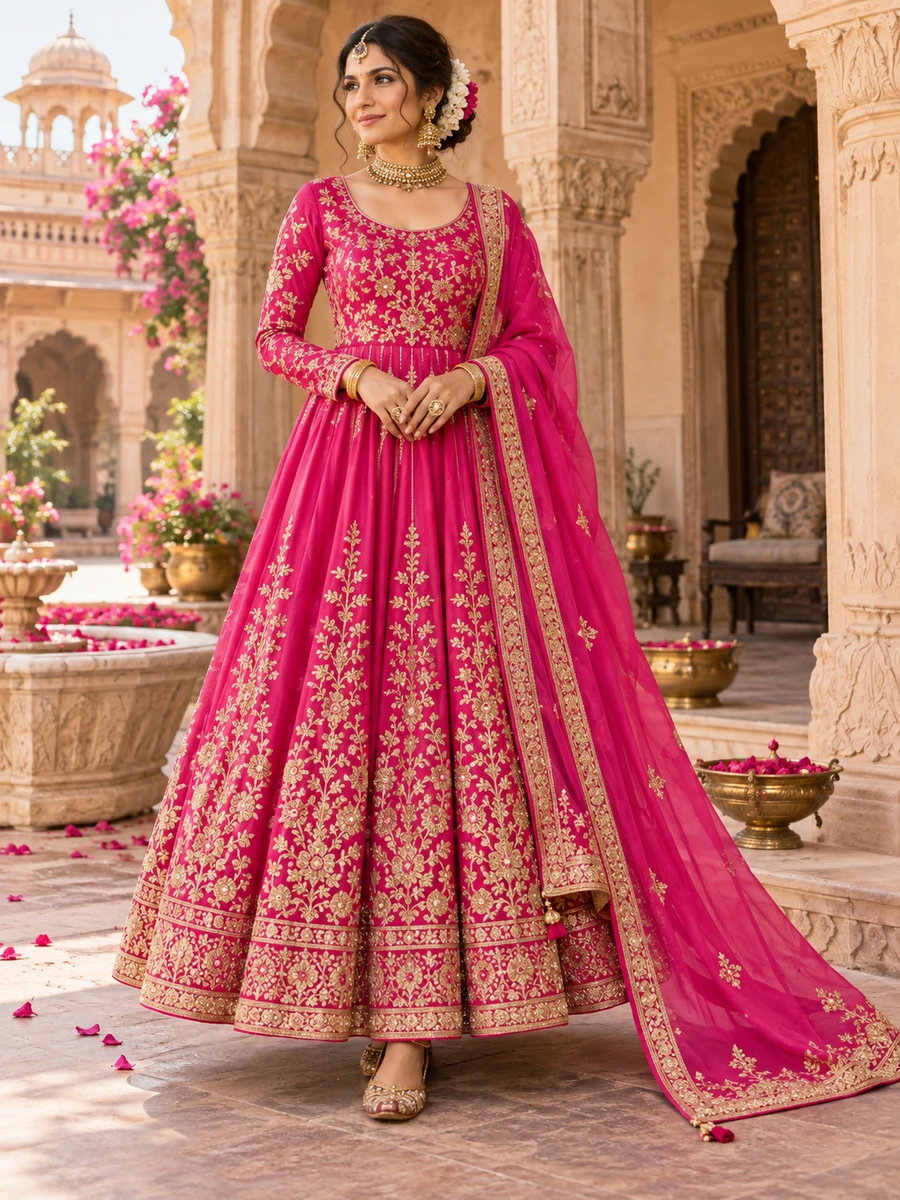 Vibrant pink and gold festive clothing