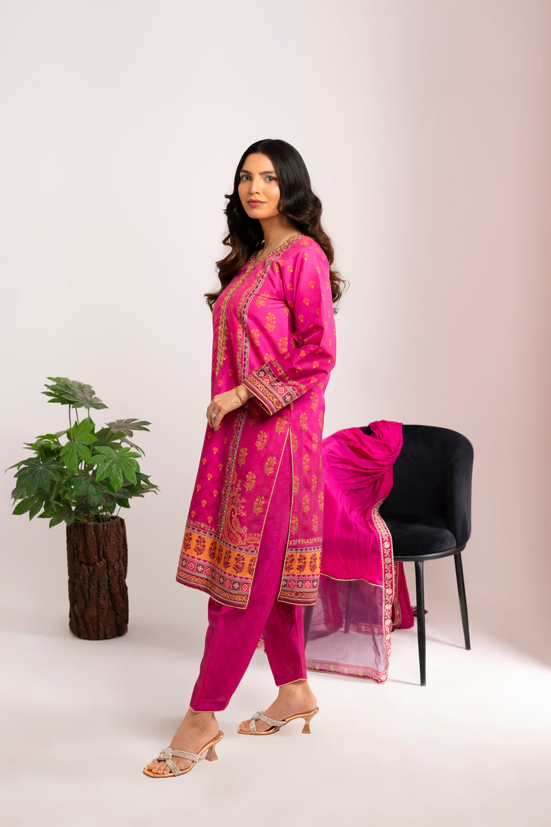 Banafsh | Digital Shirt w/ Silk Embossed Shalwar