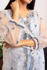 Sawera | Organza Jacket w/ Embroidered & Embellished Top